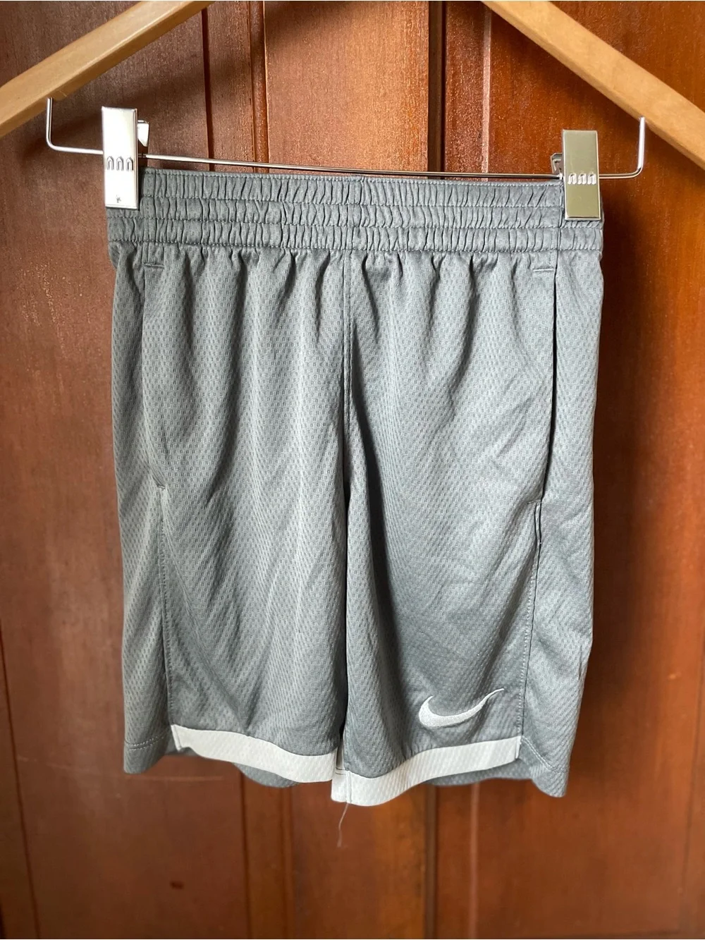 Nike dri fit boys small gray athletic shorts
